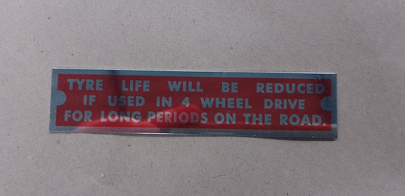 Land Rover Series II Tyre Life plate
