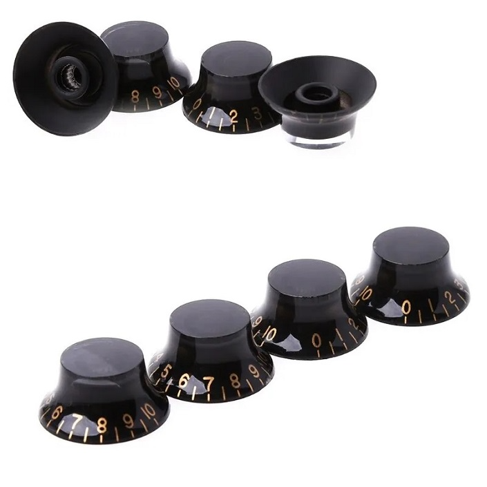 Black Tophat style replacement knob with Gold numbers (Single)