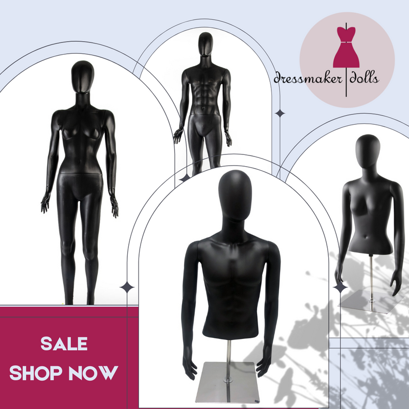 Full Body Male Display Mannequin with Head (Black &amp; White)