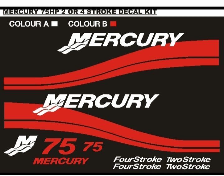 Mercury 75 outboard motor stickers decals