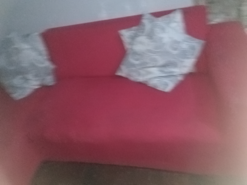 2 piece Red L shape sofa for sale
