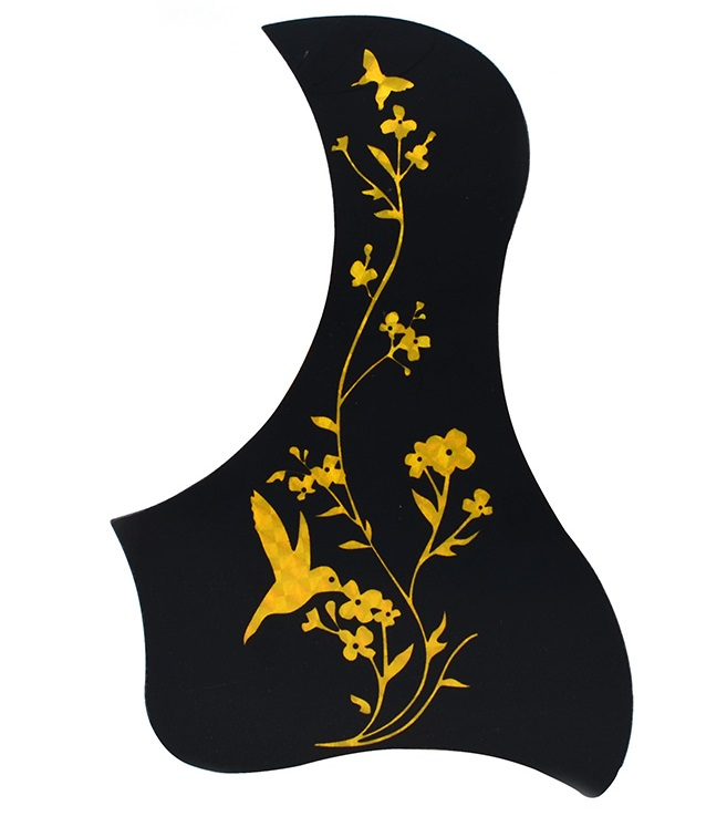 Acoustic Guitar Pickguard Gold Hummingbird Pattern
