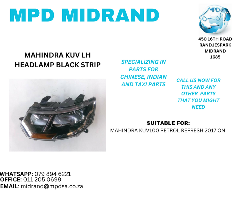 Mahindra KUV100 - LH Headlamp Black Strip