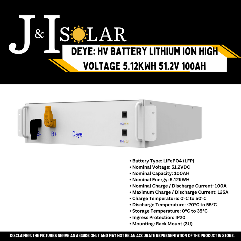 Deye: HV Battery Lithium Ion High Voltage 5.12Kwh 51.2V 100Ah