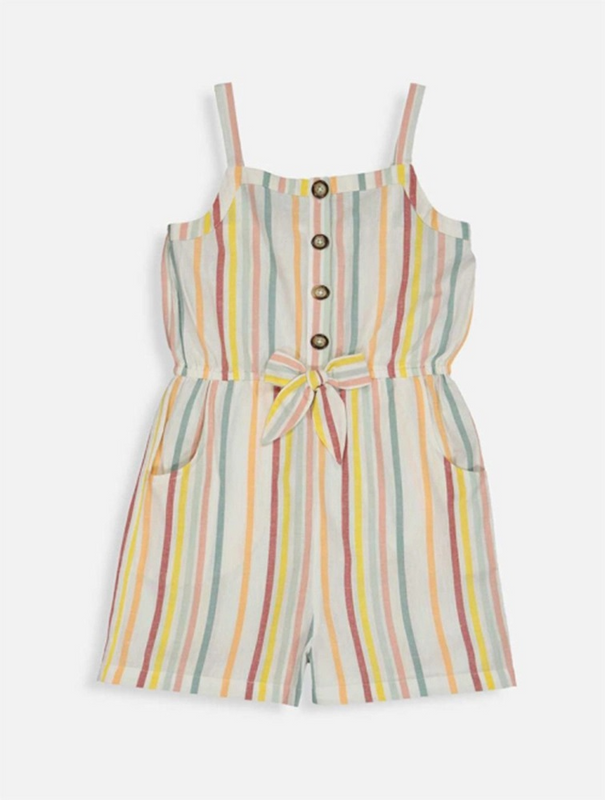 DUSTY PINK STRIPED LINEN BLEND PLAYSUIT brand new