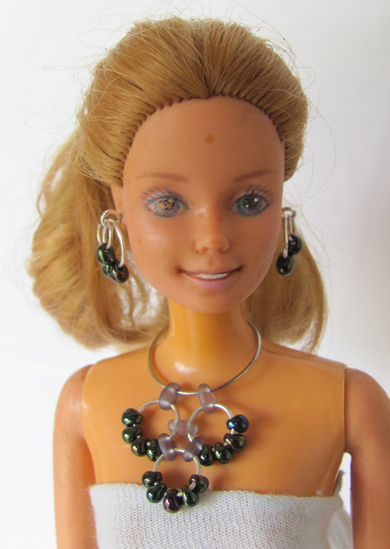 Barbie Doll - Fashion Dolls Magenta Drop Bead Necklace and Earring Set