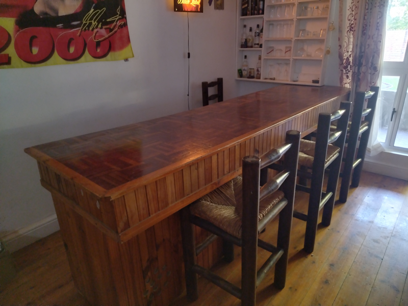 Bar counter and chairs