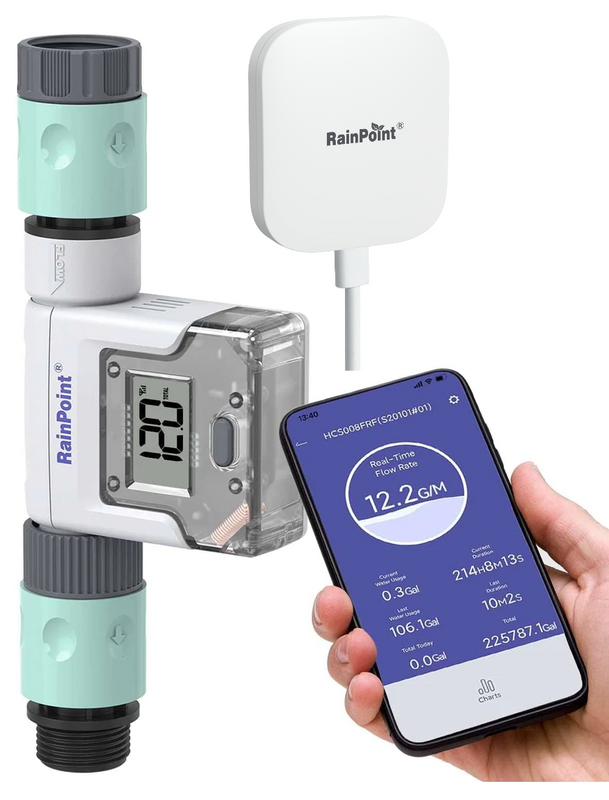 Rainpoint Smart Wireless Wi-Fi Water Flow Meter &#43; Wi-Hi Hub (Combo)