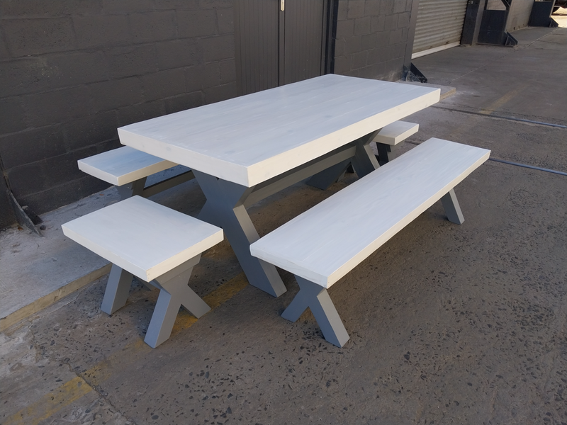 WOODEN TABLES AND BENCHES