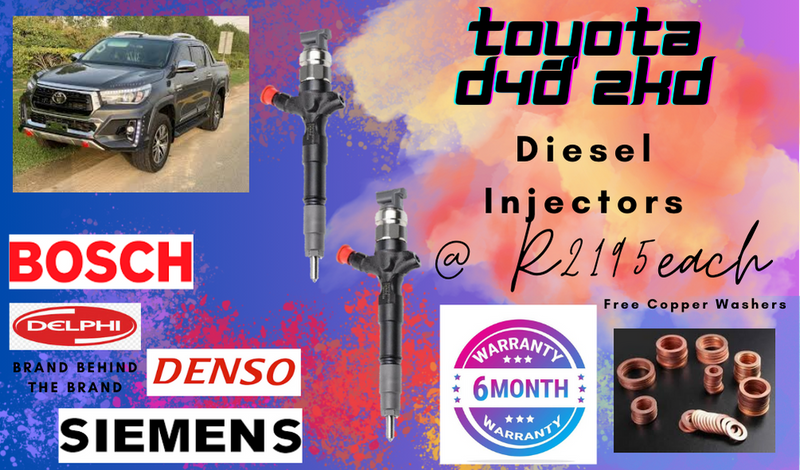 TOYOTA D4D 2KD DIESEL INJECTORS/ 6 MONTHS WARRANTY