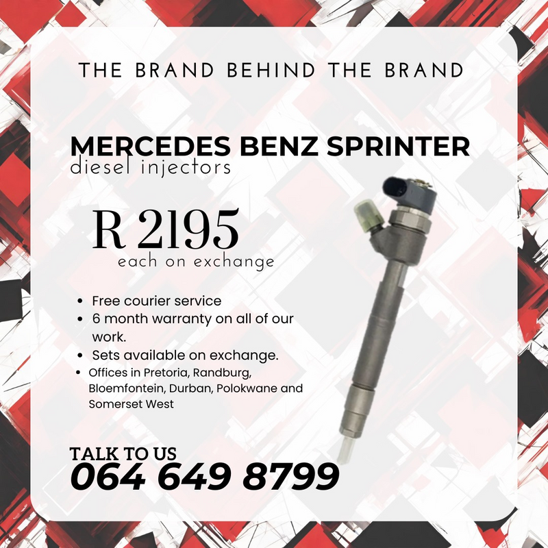 Mercedes Sprinter diesel injectors for sale on exchange or to recon 6 months warranty.