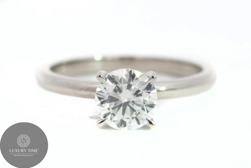 Luxurytime Jewellery - 1ct total weight round brilliant diamond ring set in platinum
