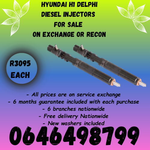 Hyundai H1 Delphi diesel injectors for sale on exchange 6 months warranty.