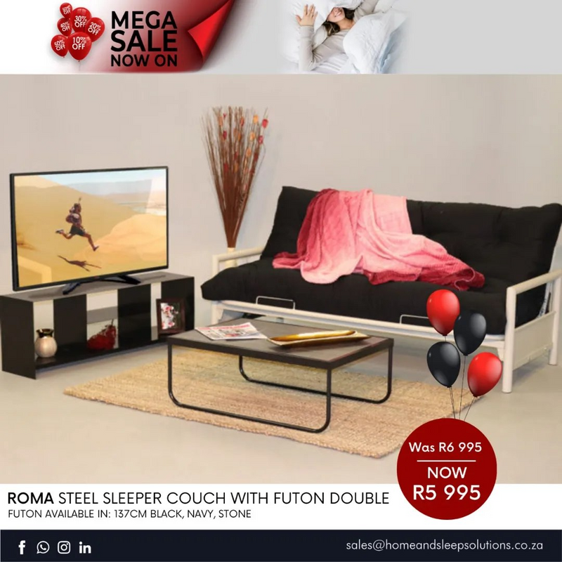 Mega Sale Now On! Up to 50% off selected Home Furniture Roma Steel Sleeper Couch With Futon