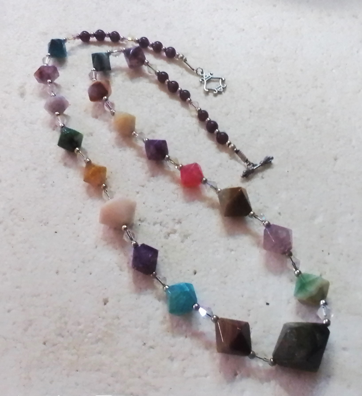 Hand Cut Gemstone and Crystal Necklace