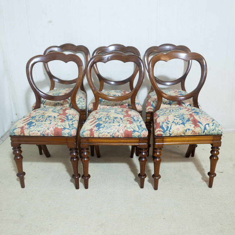 6x Victorian Mahogany Bustleback Dining Room Chairs