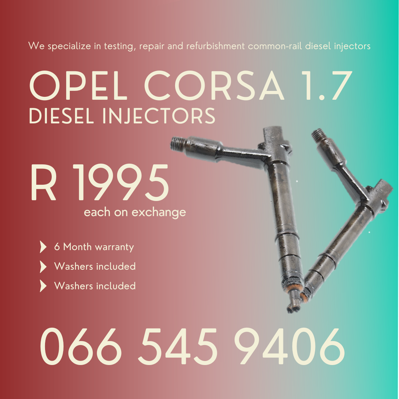 Opel Corsa 1.7 diesel injectors for sale with 6 month warranty