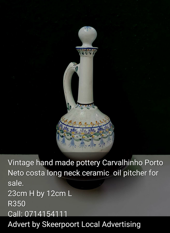 Vintage hand made pottery Carvalhinho Porto Neto costa long neck ceramic pitcher for sale