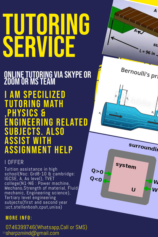 HIGH SCHOOL (NSC and Cambridge), TVET, and   UNIVERSITY SUBJECTS ONLINE TUTORING