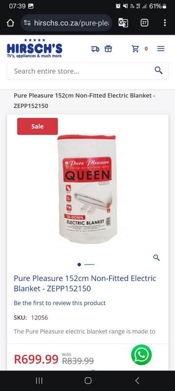 Pure Pleasure 152cm Non-Fitted Electric Blanket - ZEPP152150