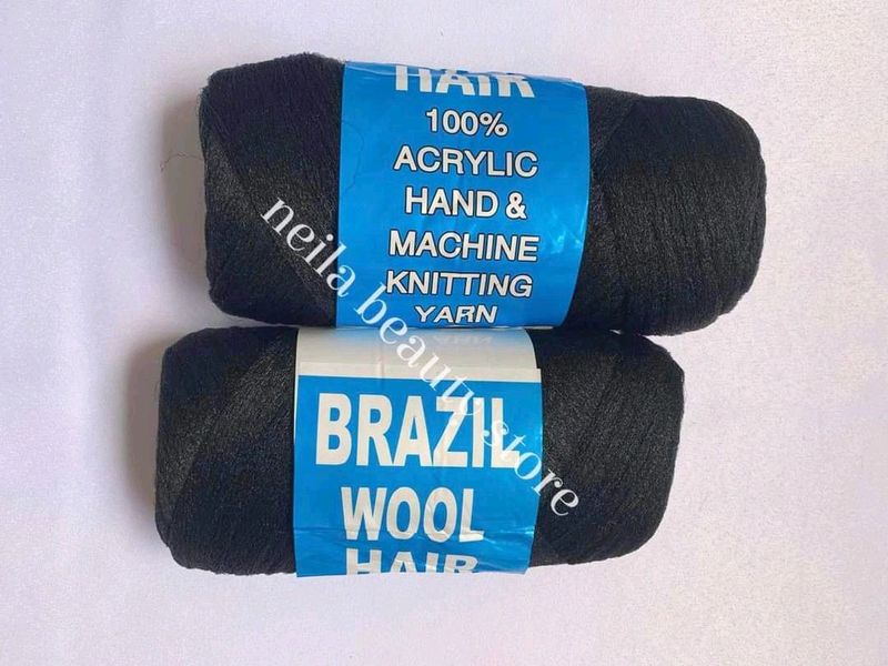 Brazilian wool hair acrylic yarn black