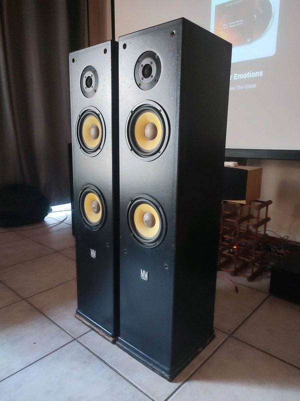 M m systems floorstanding speakers in excellent condition with high end audio output and bass check