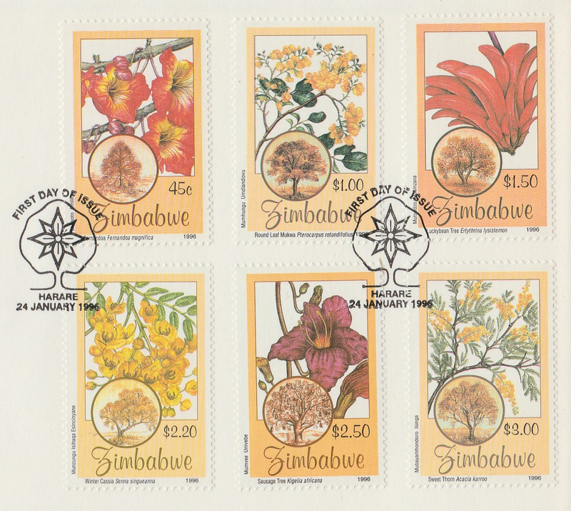 Flowering Indigenous Trees of Zimbabwe First Day Issue 24 January 1996 - Stamps - First Day Cover