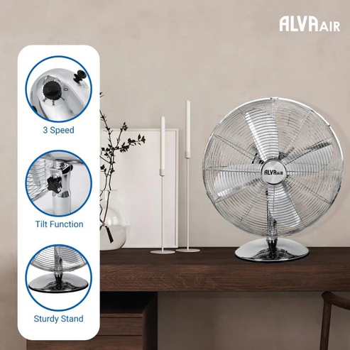 NEW TO OUR RANGE-ALVA AIR 30CM METAL DESK FAN (CHROME)