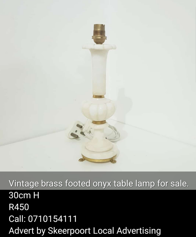Vintage brass onyx footed table lamp for sale
