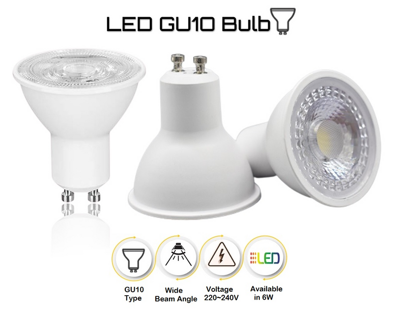 LED Light Bulbs Dimmable 6W COB LED GU10 Downlights Spotlights 220Volts Versions. Brand New Products