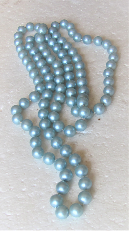 Vintage - Beaded Blue Acrylic Rope Style Necklace