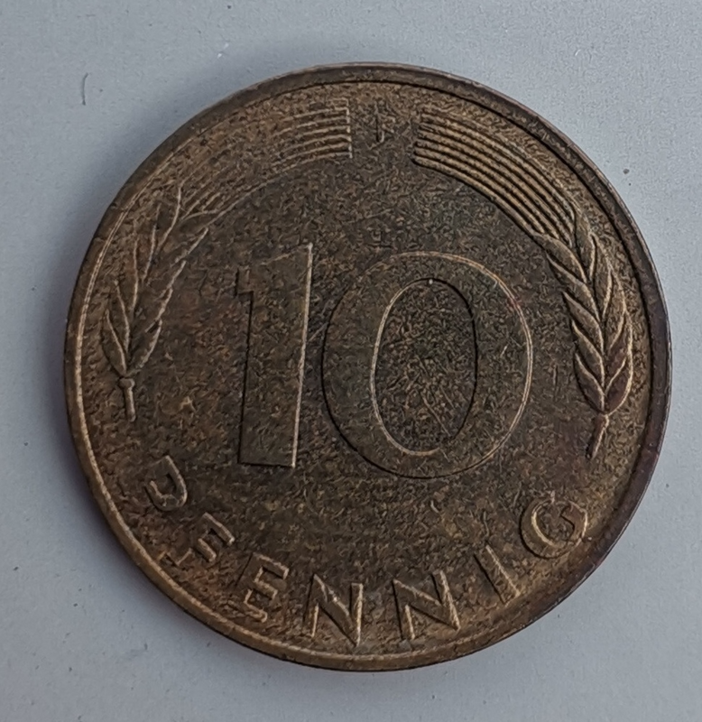 1980 German 10 Pfennig Bank deutscher Länder (F) (Germany, FRG) Coins For Sale.