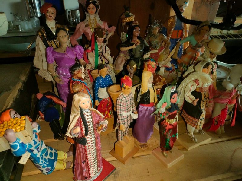 Selection of vintage collectibles dolls of the world.