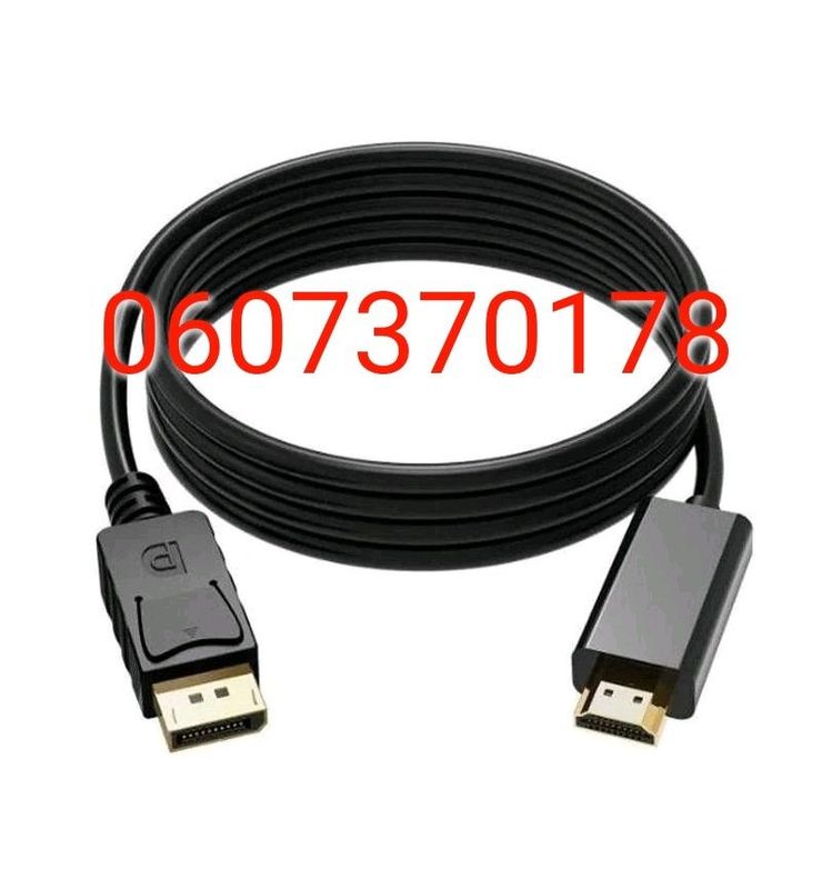 Display Port to HDMI Cable 1.8 Metre 4K ULTRA HD Cable Gold-Plated (Brand New)