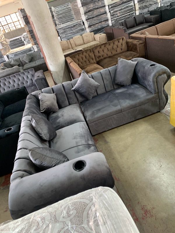Brand new velvet L-shaped couch for sale