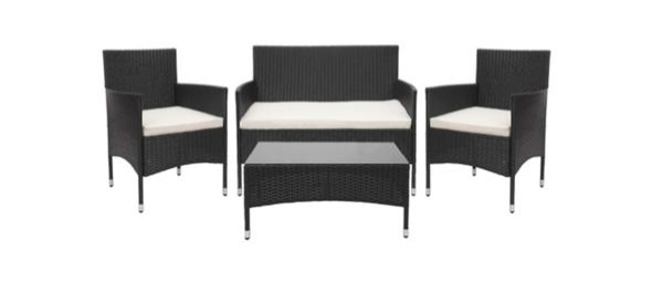 4 Seater Wicker Patio Lounger with table