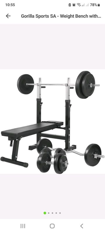 Gorilla Sports Weight bench with 100kg Vinyl weight set