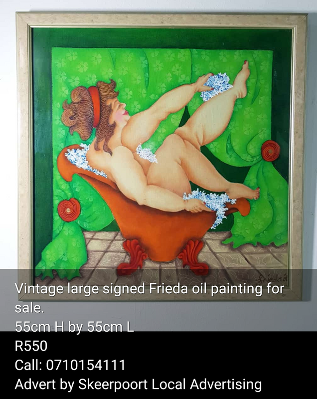 Vintage large signed Frieda oil painting for sale