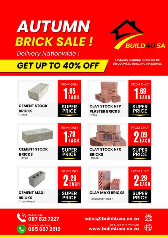 ALL Bricks and Building Material ON SALE NOW ! Delivery Nationwide !