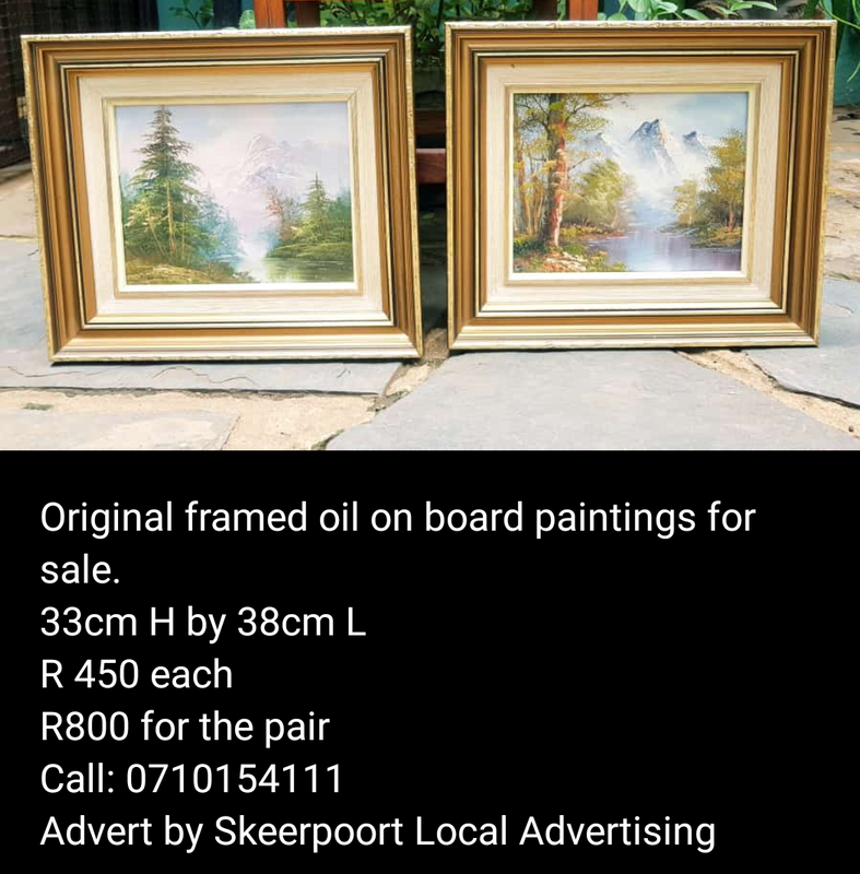 2x Original framed oil on board paintings for sale
