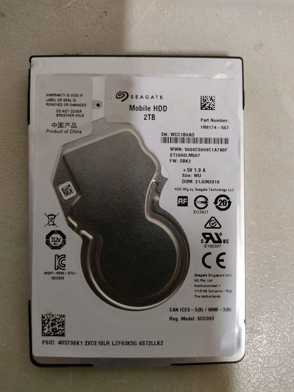 Seagate 2tb, 2.5inch Hard Drive