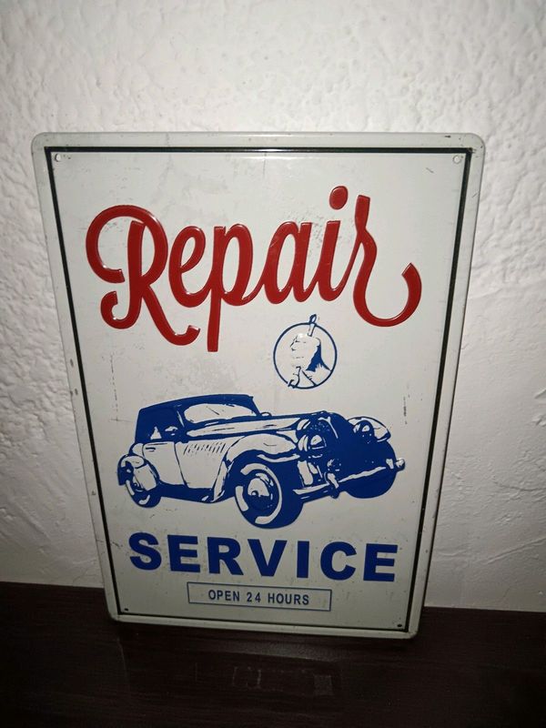 Vintage car garage sign