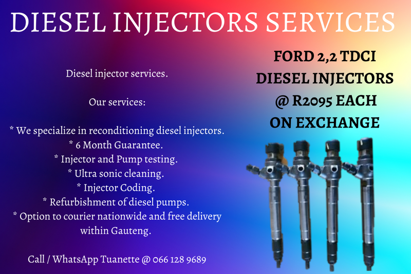 FORD 2,2 TDCI DIESEL INJECTORS FOR SALE ON EXCHANGE OR TO RECON YOUR OWN