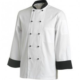 UNI5020   CONTRAST CHEF JACKETS - LONG SLEEVE - WHITE - X-SMALL