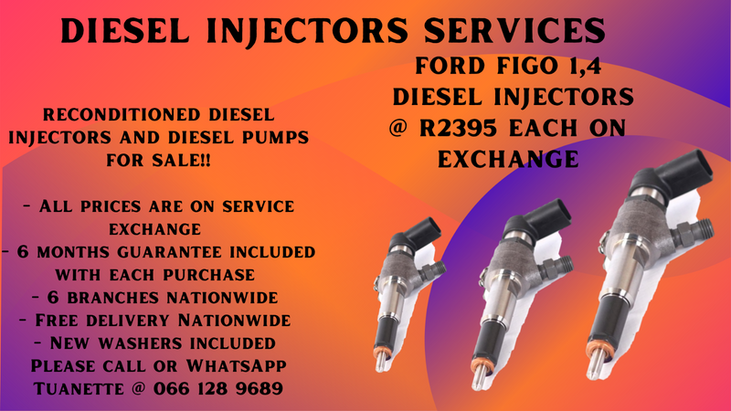 FORD FIGO 1,4 DIESEL INJECTORS FOR SALE ON EXCHANGE OR TO RECON YOUR OWN