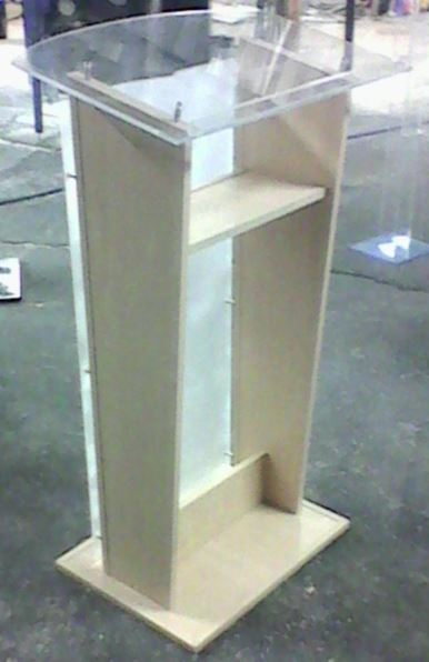 WOODEN H-SHAPE PULPITS AND PODIUMS WITH FULL ACRYLIC FRONTS