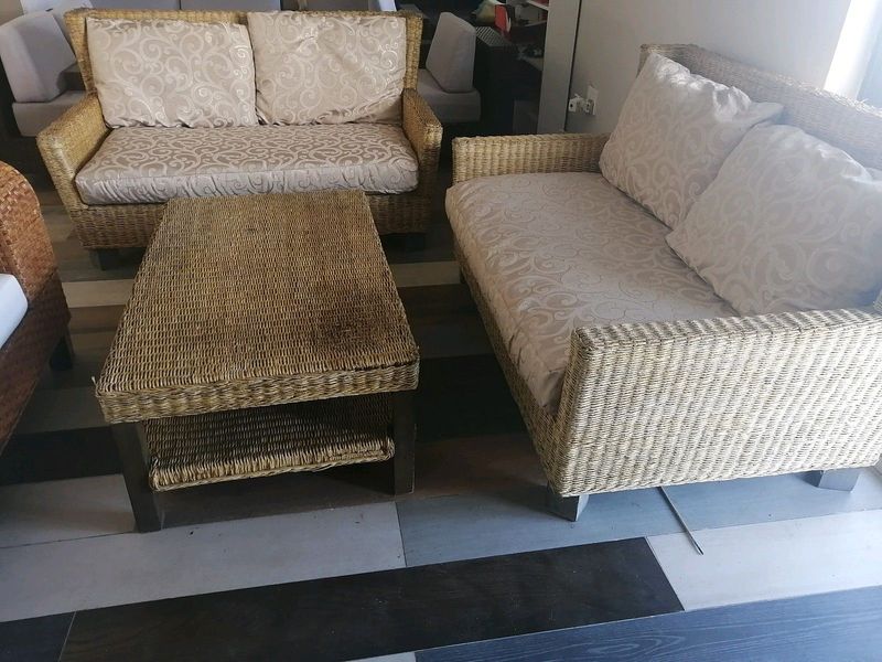 Cane Couches x 3 piece