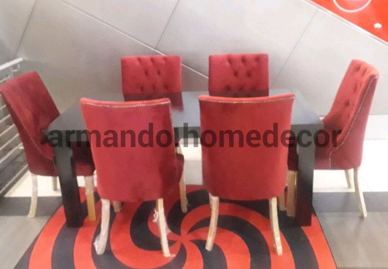 New red 7pc dining set
