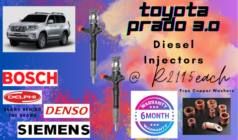 TOYOTA PRADO 3.0 DIESEL INJECTORS/ 6 MONTHS WARRANTY