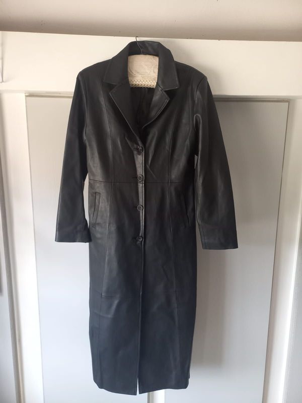 Faux leather trench coat